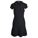 Max Mara Studio Short-Sleeved V-Neck Dress in Black Viscose - Autre Marque