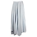 Proenza Schouler Pleated Line Printed A-Line Midi Skirt in Powder Blue Triacetate 