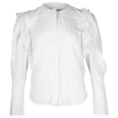 Isabel Marant Broderie Anglaise Ruffle-Trim Blouse in White Cotton