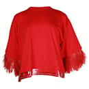 N°21 Ostrich Feather Trimmed Relaxed Blouse in Red Cotton - Autre Marque