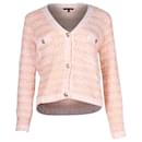 Maje Knitted Tweed Cardigan in Coral Cotton