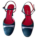 Pumps in nappa lambskin blue jeans and sacred French metallic blue T. 37,5 - Autre Marque