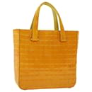 CHANEL bolsa de mão couro envernizado amarelo CC Auth bs5046 - Chanel