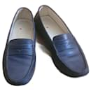Tod's blue leather loafers