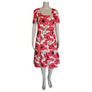 Beige and poppy red Gucci dress