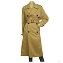 Saint Laurent cappotto trench classico con cintura petto foderato beige FR 36 Size