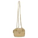 PRADA Quilted Chain Shoulder Bag Nylon Beige Auth 41312 - Prada