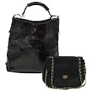 BALLY Shoulder Hand Bag Leather 2Set Black Navy Auth bs5144 - Bally
