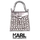 Broche de bolso de plata vintage de Karl Lagerfeld y pedrería