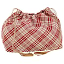 BURBERRY Nova Check Pouch Canvas Rot Auth bs5198 - Burberry