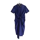 Boutique Moschino - Robe chemise bleu marine à taille nouée