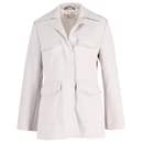 Marni Spread Collar Flap Pocket Jacket in Off White Wool Polyester Blend