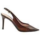 Gianvito Rossi Plexi 85 Escarpins Slingback en PVC à finitions en cuir marron