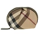 BURBERRY Nova Check Pouch PVC Couro Bege Auth yk6790 - Burberry