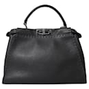 Fendi Peekaboo Mini Selleria Bag in Black Leather