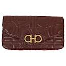 Salvatore Ferragamo Quilted Gancini Wallet-On-Chain Bag in Burgundy Leather