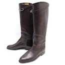 HERMES SHOES JUMPING BOOTS 39 BROWN LEATHER CLASP KELLY BROWN BOOTS - Hermès