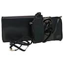 VALENTINO Clutch Shoulder Bag Leather 2Set Navy Black Auth ar9401 - Valentino