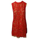Miu Miu Lace Shift Dress in Red Cotton