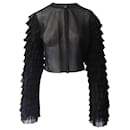 Alaia Cropped Ruffled Sleeve Cardigan in Black Silk - Alaïa