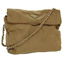 PRADA Chain Shoulder Bag Nylon Khaki Auth 42097 - Prada