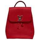 Louis Vuitton Lockme M41814 Sac à dos en cuir rouge argent / Très bon