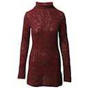 Etro Paisley Jacquard Turtleneck Mini Dress in Red Wool