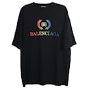 Balenciaga T-shirt Rainbow Logo en Coton Noir