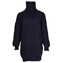 Chanel Cable Knit Long Sleeve Sweater Dress in Navy Blue Wool