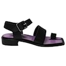 Sandália de bico quadrado Maison Margiela em couro preto e violeta - Maison Martin Margiela