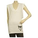 Dsquared2 D2 White Sleeveless V Neck Panther Long Cotton Top - Size XS