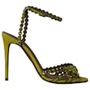 Aquazzura Tequila 105 Embellished Sandals in Yellow Suede