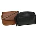 Burberrys Clutch Shoulder Bag Leather 2Set Black Brown Auth bs5344 - Autre Marque