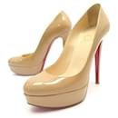 CHRISTIAN LOUBOUTIN BIANCA PUMPS 38 PATENT LEATHER NUDE SHOES - Christian Louboutin