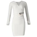 Versace Mini Dress with Embellished Zipper Detail in White Viscose