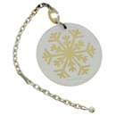 HERMES Crystal of Snow Charm Leder Weiß Silber Gold Auth Ar9453b - Hermès