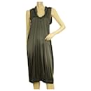 YVES SAINT LAURENT 100% silk midi sleeveless dress size with frills size S - Yves Saint Laurent