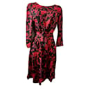 DvF Zoe silk mock wrap dress in black and red floral print - Diane Von Furstenberg