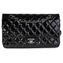 Chanel Black Quilted Patent Leather Medium Classic Double Flap Bag