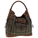 BURBERRY Nova Check Tote Bag PVC Leather Brown Black Auth 42188 - Burberry