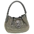 Christian Dior Lady Dior Canage Hand Bag Nylon Gray 07-BO-0036 Auth yk7089b