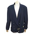 CHANEL JACKET WITH BELT WOOL NAVY BLUE L 44 NAVY BLUE WOOL BELT JACKET - Chanel