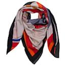 Shawl 140  cashmere HERMES "horse on the blanket" multicolored -101022 - Hermès
