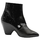 Chanel 20C Logo Ankle Boots in Black Patent Leather