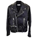 Saint laurent Distressed Moto Jacket In Black Leather - Saint Laurent