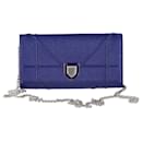 Dior Diorama Wallet On Chain in Blue Calfskin Leather