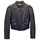 Burberry Quilted Biker Jacket in Black Leather