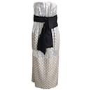 Carolina Herrera Sequin Beaded Strapless Tie-Waist Sheath Dress in Multicolor Silk