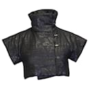Akris Cropped Turtleneck Jacket in Black Wool