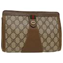 GUCCI GG Canvas Web Sherry Line Clutch Bag PVC Leather Beige Green Auth 43090 - Gucci